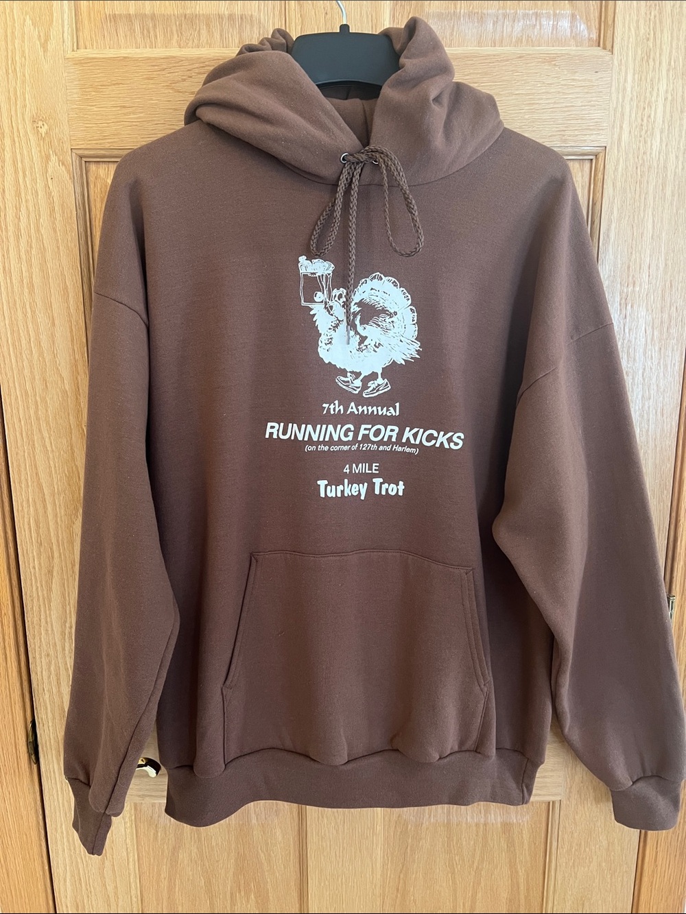 Hanes Brown 'Running for Kicks' Turkey Trot Hoodie - Size XL